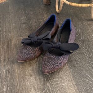 Rothy's Black and Brown Bow Flats